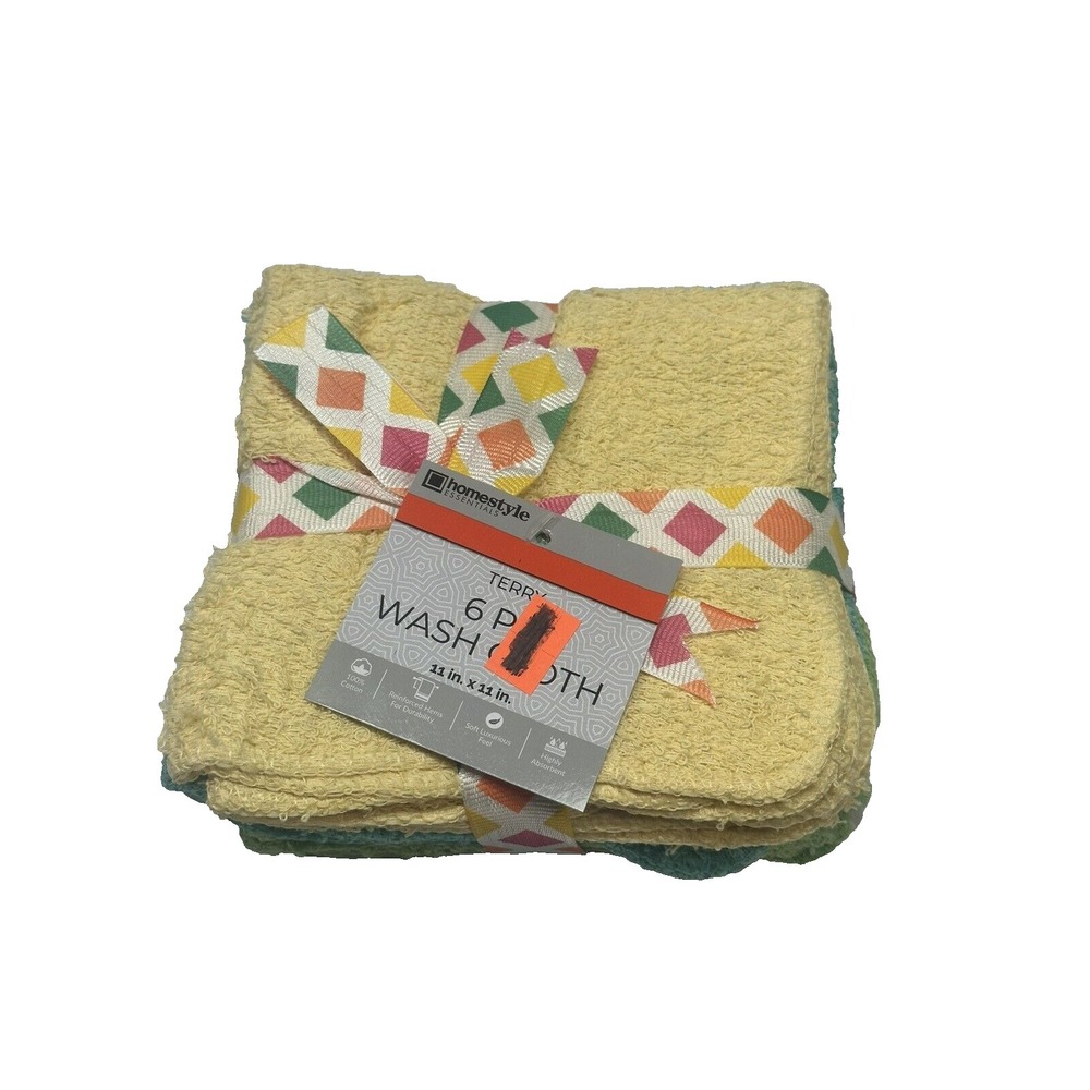 home style essentials 6‎ PACK WASH CLOTH 11X11 inch 100% cotton